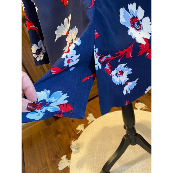 Roz & Ali Jacket Navy Red Open Front  Size 1X Dressy Casual Stylish Buttons Cuff - Picture 6 of 9